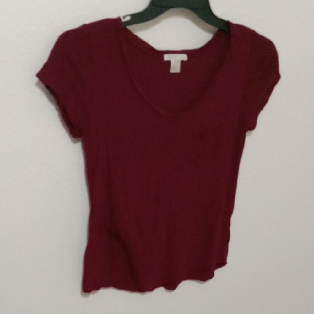 Bozzolo Red Fitted Short Sleeve Tee With Front Pocket
